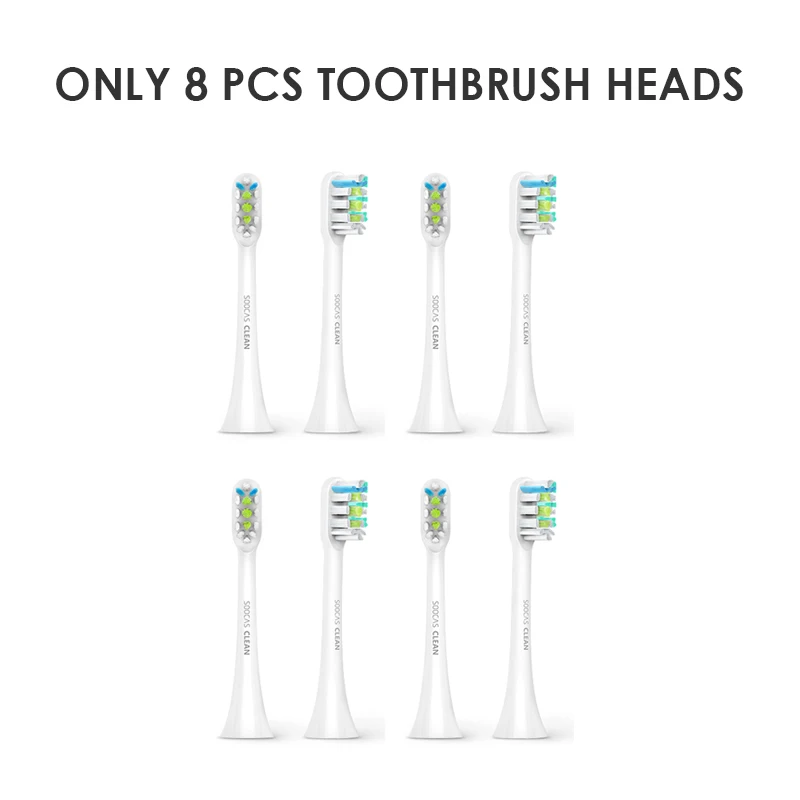 8 pcs white heads SOOCAS X3 X1 X5 насадка для зубной щетки Оригинальная Xiaomi Mijia насадки для зубной щетки Замена для SOOCARE Sonic насадки для электрической зубной щетки - Цвет: 8 pcs white heads