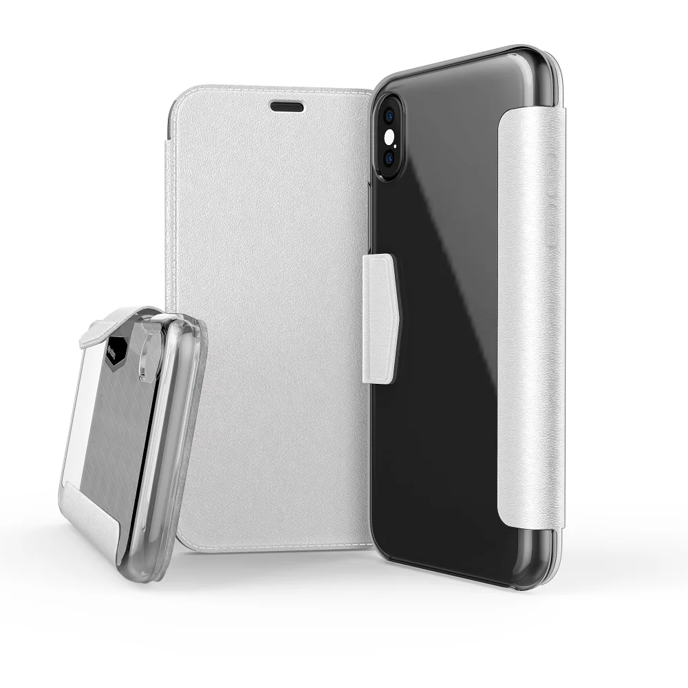 X-Doria Defense флип чехол-кошелек для iPhone X Роскошный чехол-книжка из искусственной кожи чехол для телефона для iPhone X чехол Встроенный слот для карт - Цвет: Белый