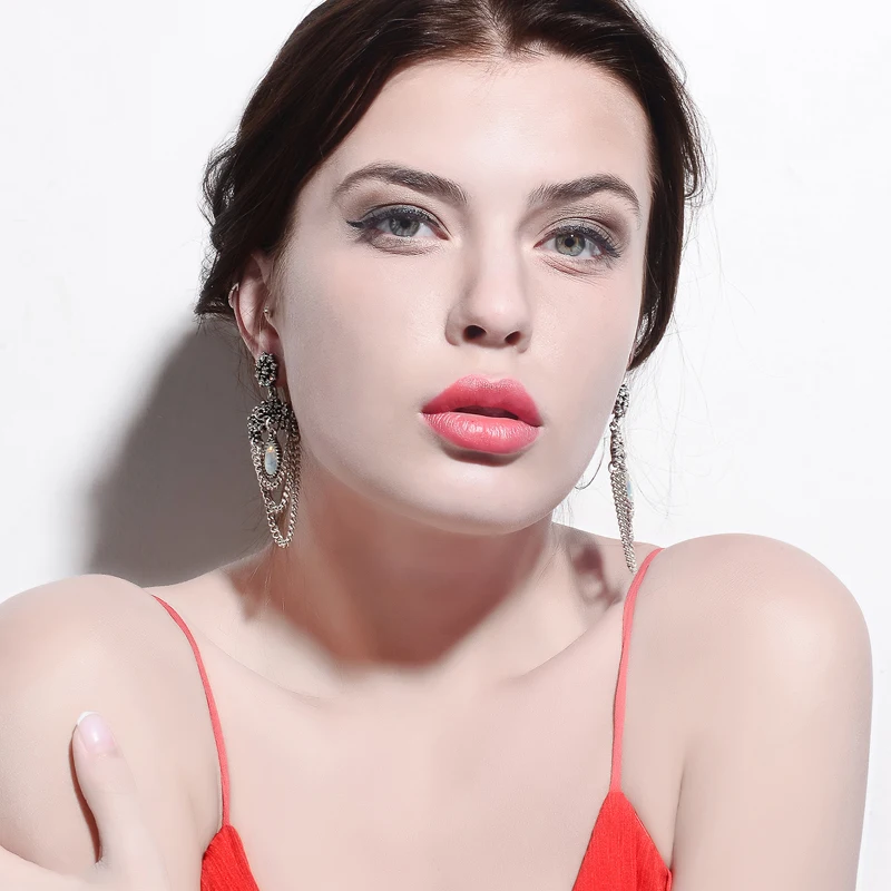 KISS ME Chic чистая Капля воды цветок слоистая кисточка Висячие серьги для женщин