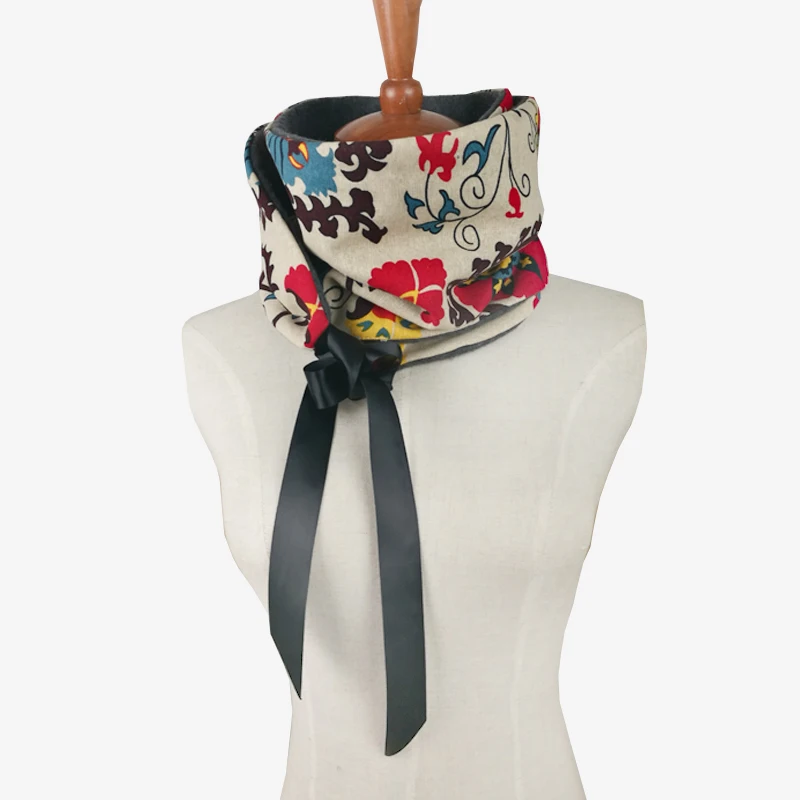 Новинка модный большой шарф с цветочным принтом галстук-бабочка петля-кольцо