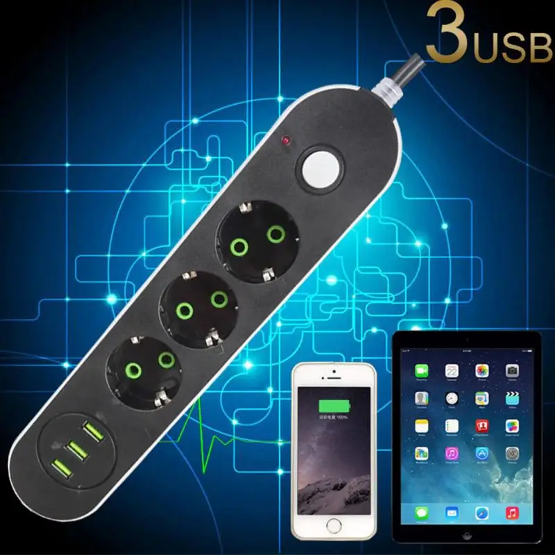 Умная USB Розетка с розеткой, штепсельной вилкой, переключатель перегрузки, защита от перенапряжения с 3/4 розеткой, 3/4 портом, USB зарядное устройство