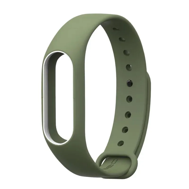 Army Green White Цветной mi band 2 ремешок reloj inteligente высококачественный силиконовый двойной цветной удобный ремешок на запястье для xiaomi mi band 2 - Цвет: Army Green White