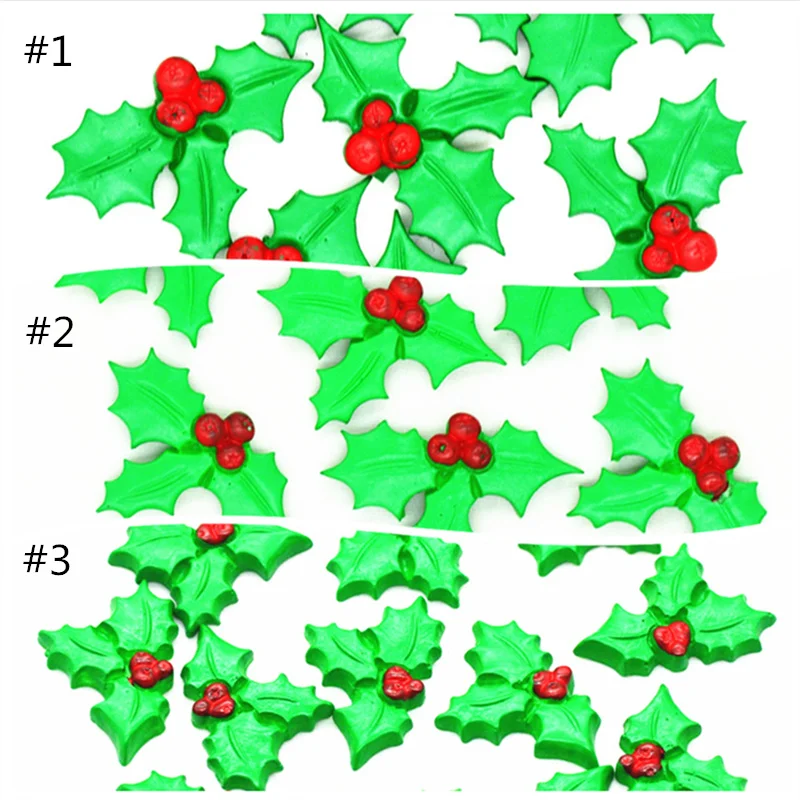 

Смола с плоской задней стороной, Рождественский лист падуба | Украшения для рождественской вечеринки, миниатюры | Детали для рождественских...