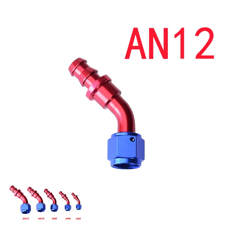 

12 AN AN-12 Aluminum 45 Degree Push-on Oil/Fuel Fitting Adapter Oil Cooler High Quality AN 12 Reusable Hose End Fitting Adaptor