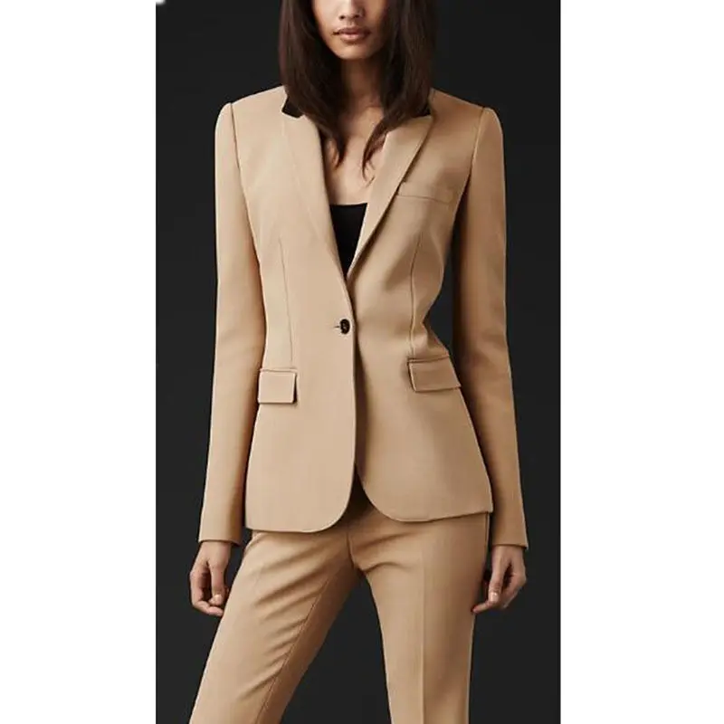 

New Brown Formal Business Wear for Women Slim Fit Laides tailored Work Wear Office Suit B193