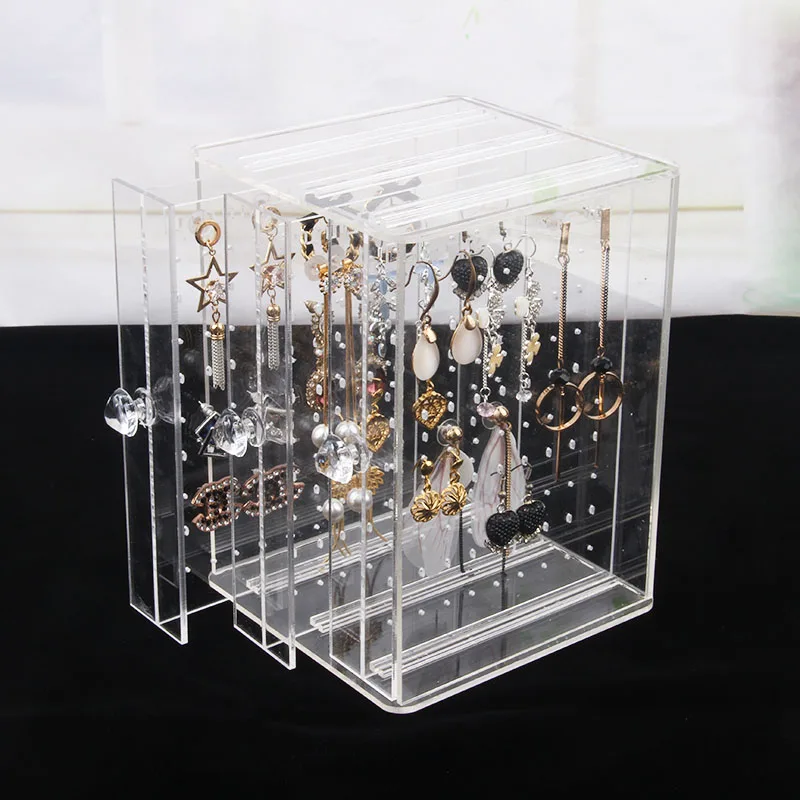 Tonvic оптом, серьги, колье, футляр для хранения ювелирных изделий, дисплей ящика, коробка, черный/прозрачный акрил