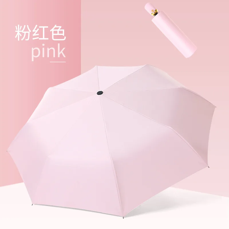 pink Солнцезащитный автоматический женский зонт с защитой от УФ-лучей, водонепроницаемый Карманный Зонт, три складных женских зонта, мужской дождевик LY29 - Цвет: pink