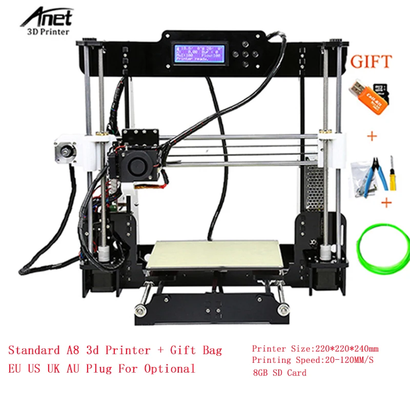 Обновленный комплект для 3D принтера Reprap i3 DIY Anet A8 принтер печатная машина