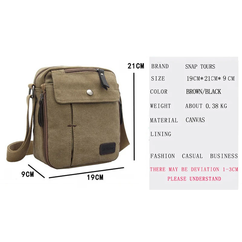 Snap Tours многофункциональные холщовые мужские сумки-мессенджеры через плечо