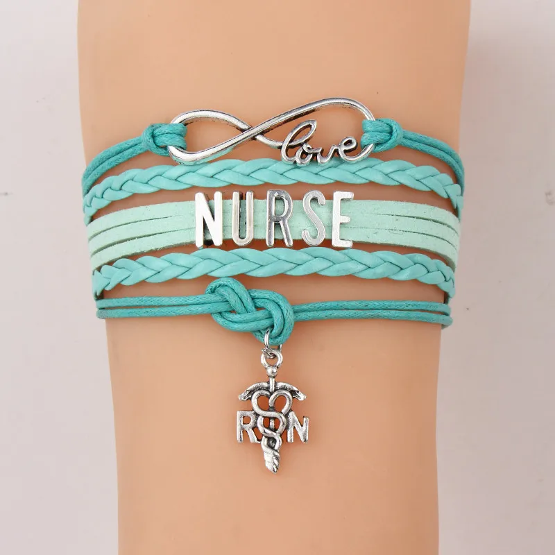(10 шт./лот) Бесконечность любовь браслет с надписью Nurse R N Шарм Плетеный карьера