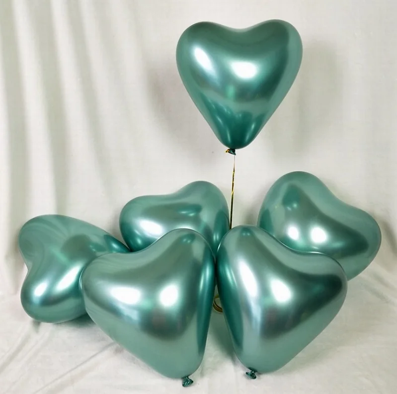 heart green 10 шт шары из латекса цвета металлик Длинная Форма Металл Хром волшебное завязывание скручивание шар балон Свадебные предметы для украшения дня рождения - Цвет: heart green