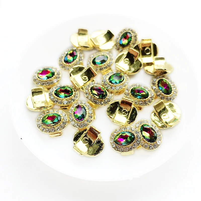 Искусственные стеклянные стразы AB Стразы драгоценные камни овальные