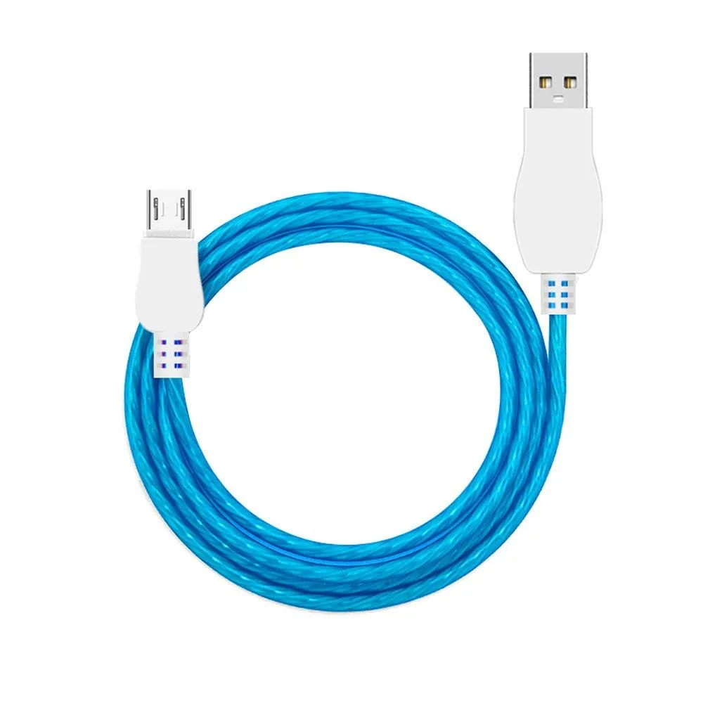 blue Кабель Micro USB, светодиодный, светящийся, зарядка через USB, зарядное устройство для iPhone 7, samsung Galaxy Note 8, 9, Android, кабель для зарядки мобильных телефонов - Цвет: blue
