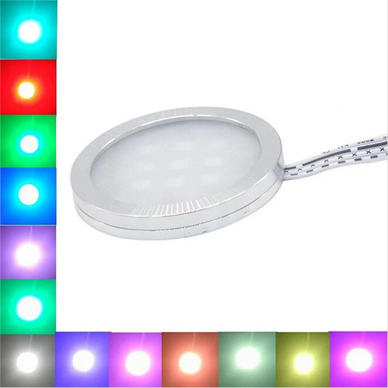 8 RGB изменение цвета LED под шкафом шайба лампы Комплект RF дистанционного