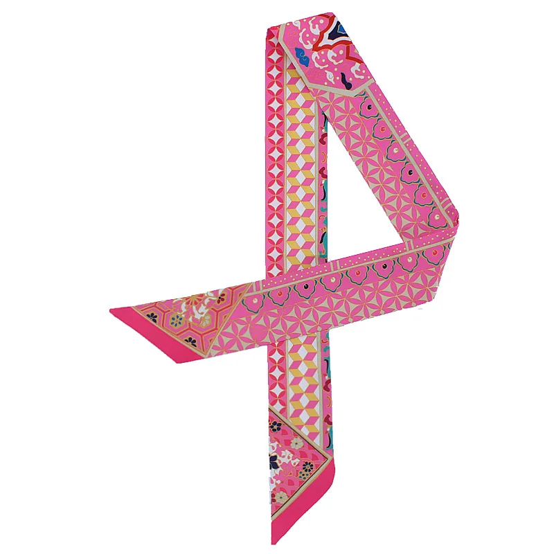 

Fashion Bag Scarf 2019 New Hot Geometric Print Silk Scarf Women Small Handle Bag Ribbons Female Headwear Long Scarves & Wraps