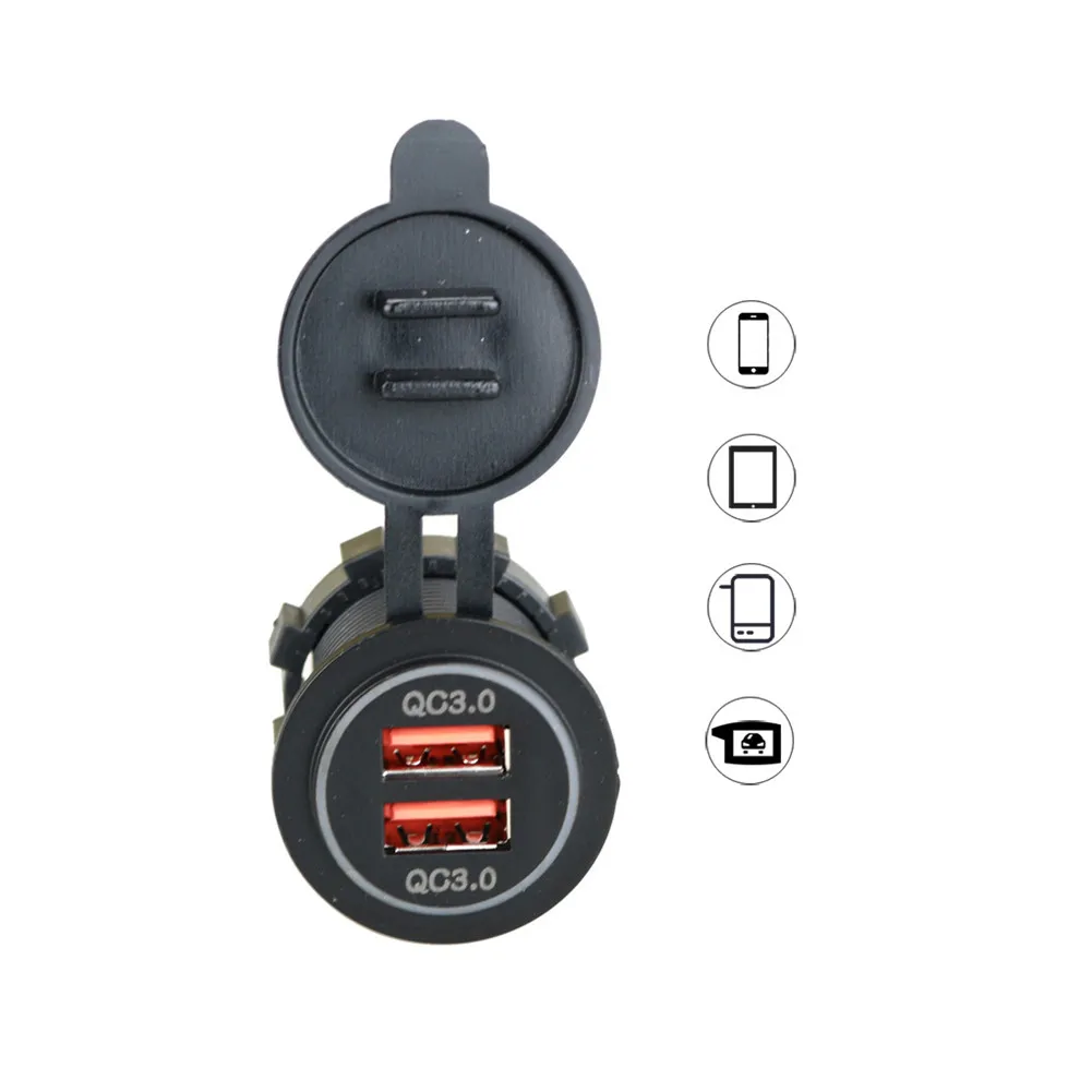 Двойной USB Quick Charge 3,0 светодиодный быстрое зарядное устройство для 12 V/24 V Авто Лодка мотоцикл внедорожник автобус; грузовик; легковой автомобиль аксессуары