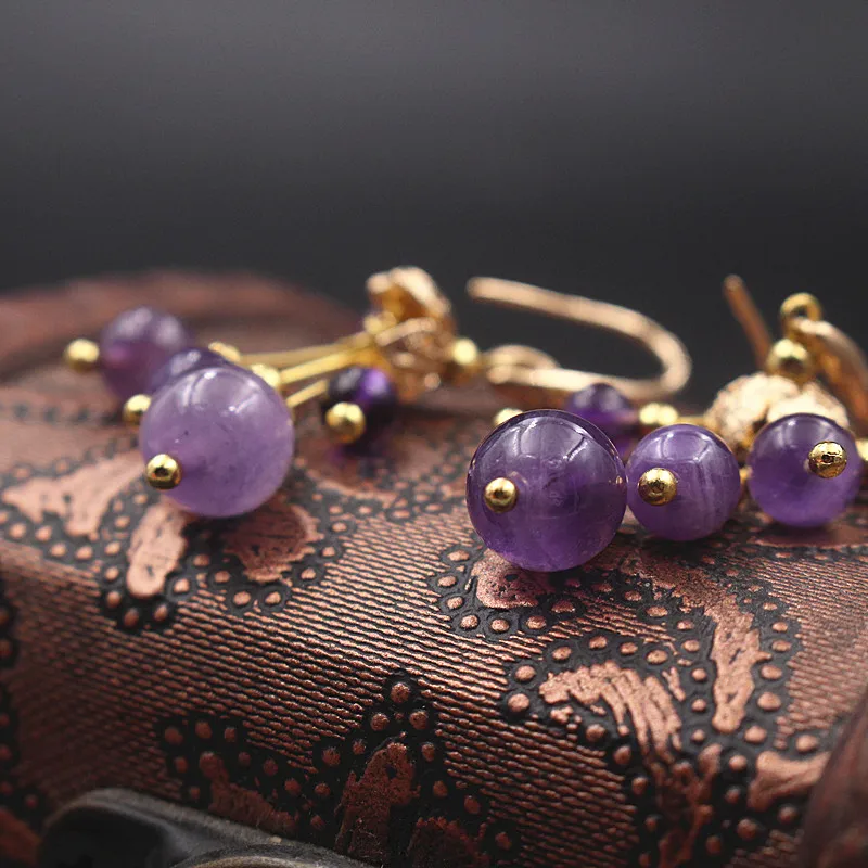 Yanting Purple Crystal Dangle Earrings For Women Handmade Drop Earings Fashion Jewelry Ethnic Female Gift 0337 | Украшения и