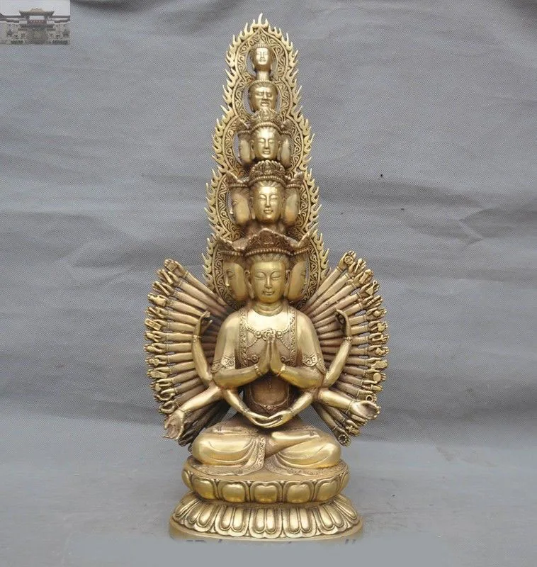 

christmas Chinese Temple Brass Copper Avalokitesvara Bodhisattva Guanyin Kwan-yin Statue New Year