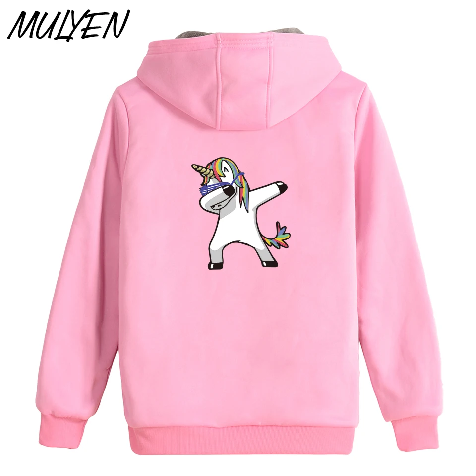 Mulyen Единорог вытирая плюс бархат Толстовки с капюшоном на молнии Для мужчин