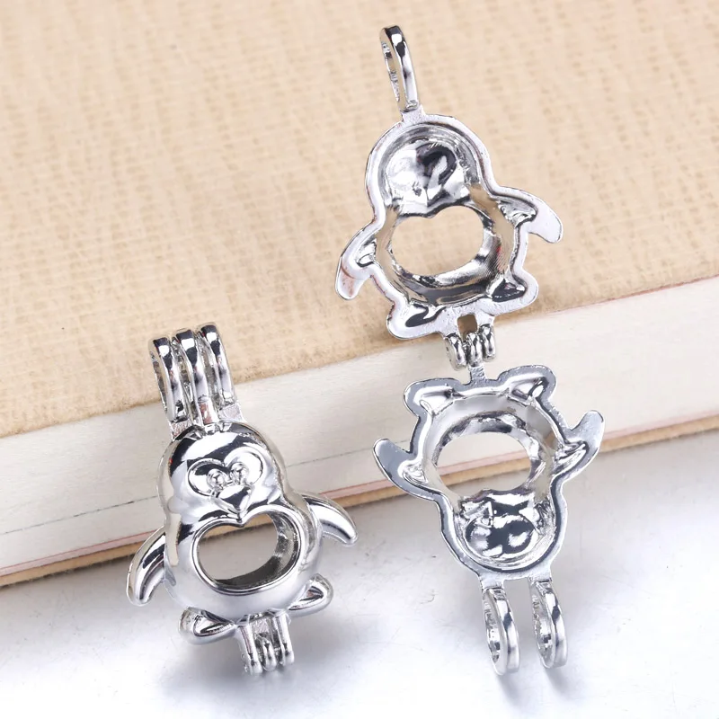 6 шт яркий Пингвин жемчужная клетка бусина для изготовления украшений кулон