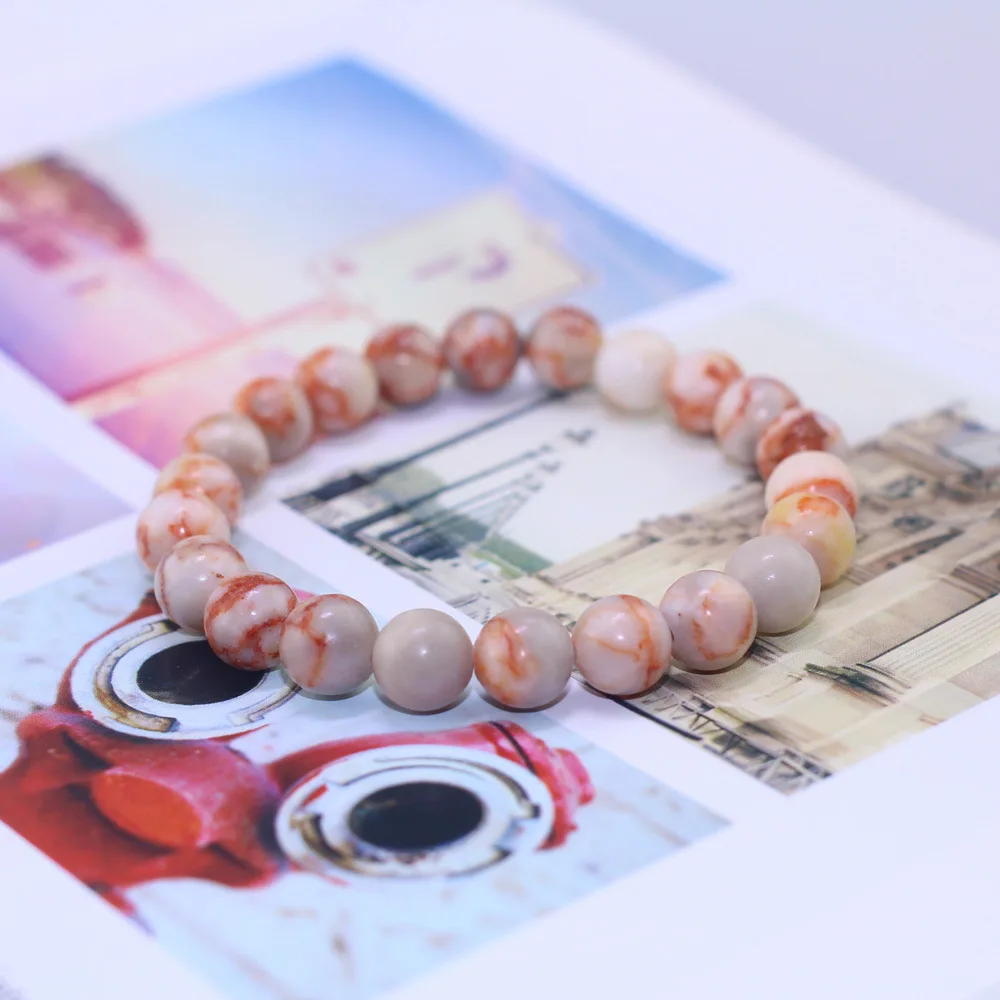 Летний свежий браслет из натурального камня с бусинами простая красная сеть