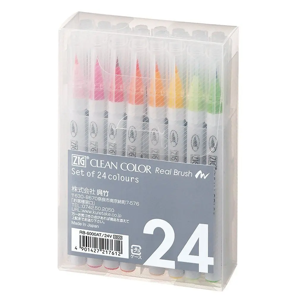 24 Colors Kuretake ZIG чистый цвет настоящий набор кистей RB-6000AT 4VA 4VB 4VC 4VD 12VA 24V 36V 48V 60V 90V - Цвет: 24 Colors