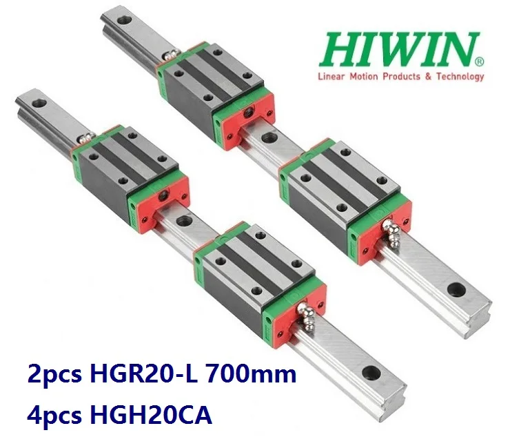 

2pcs 100% Original New Hiwin HGR20 -L 700mm linear guide/rail + 4pcs HGH20CA linear narrow blocks for CNC router