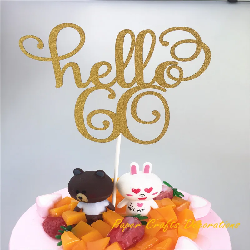 1 шт./компл. золотые блестки Hello 20/21/30/40/11 5 украшения для торта на день рождения