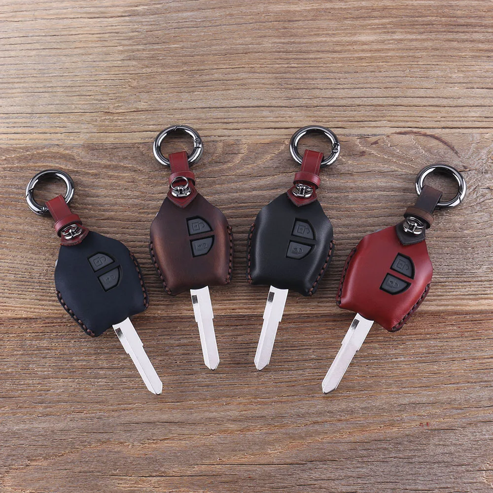KEYYOU кожаный 2 чехол для ключей с кнопками SUZUKI SX4 Swift Grand Vitara Liana аксессуары |
