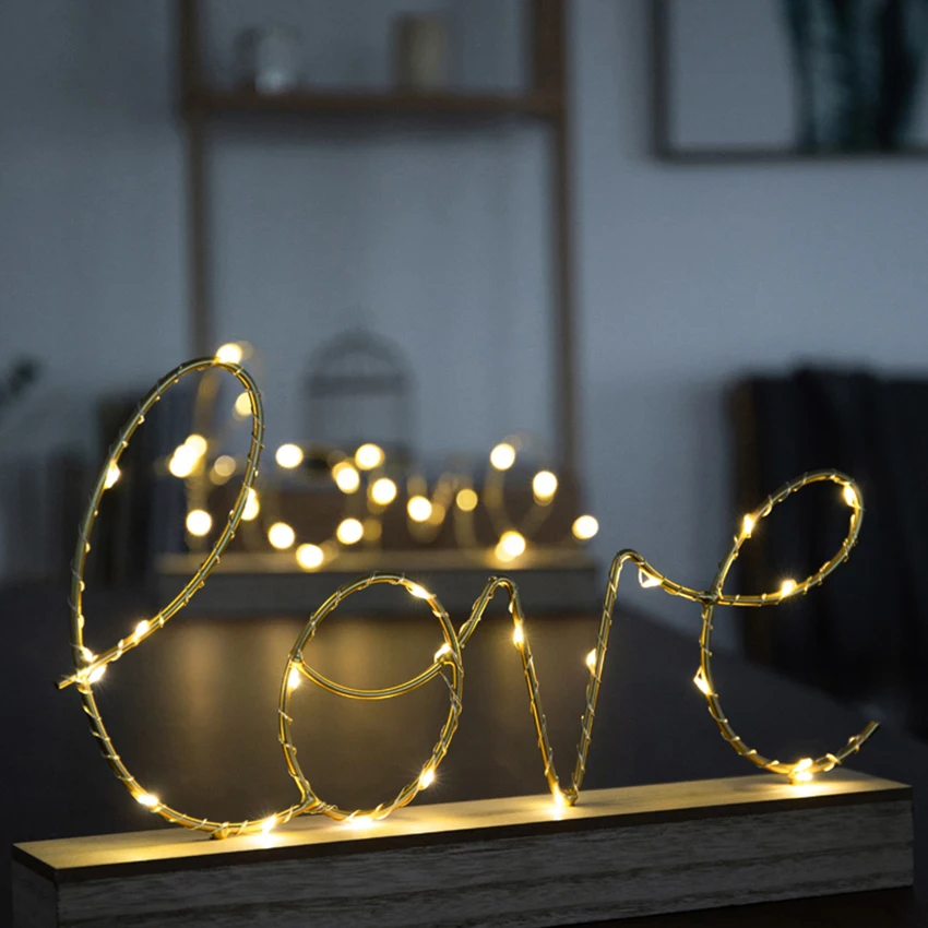 Love/Home Форма письмо декоративные настольные лампы ночной Светильник Спальня