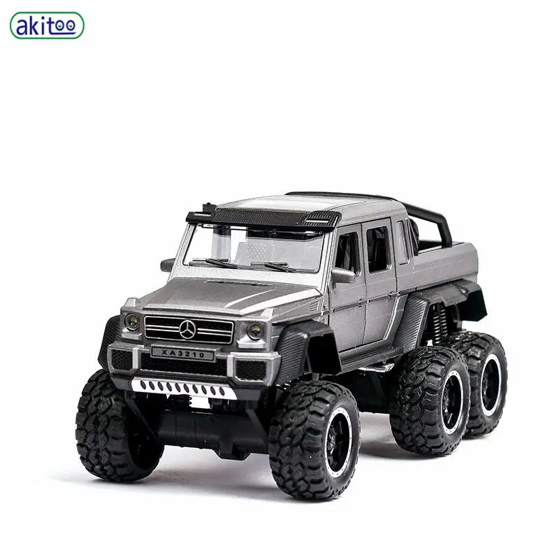 Akitoo Mercedes-Benz g63 Взрывная Модель автомобиля Моделирование звук и светильник вытяните назад автомобиль 6 открытая дверная игрушка автомобиль#2419 - Цвет: Светло-серый