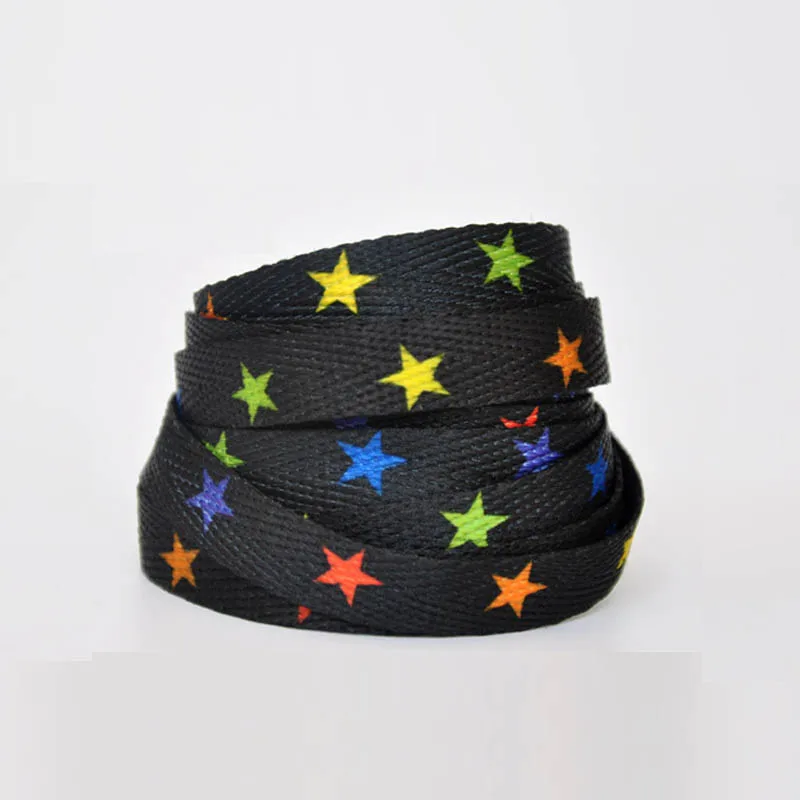 black SENTCHARM 120 см/47 дюймов модные трендовые шнурки со звездами на плоской подошве красочные латчеты для парусиновой обуви кроссовки - Цвет: black