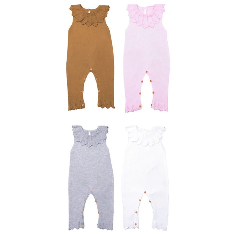 2018 Новый Вязаный комбинезон для маленьких девочек летний модный без рукавов