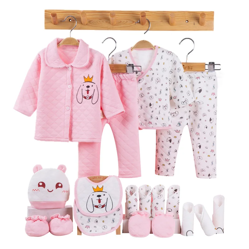 Pink baby set Одежда для маленьких девочек с героями мультфильмов; зимняя хлопковая одежда для новорожденных; Одежда для новорожденных; подарок для новорожденных; комплект одежды для маленьких мальчиков; 3 цвета - Цвет: Pink baby set