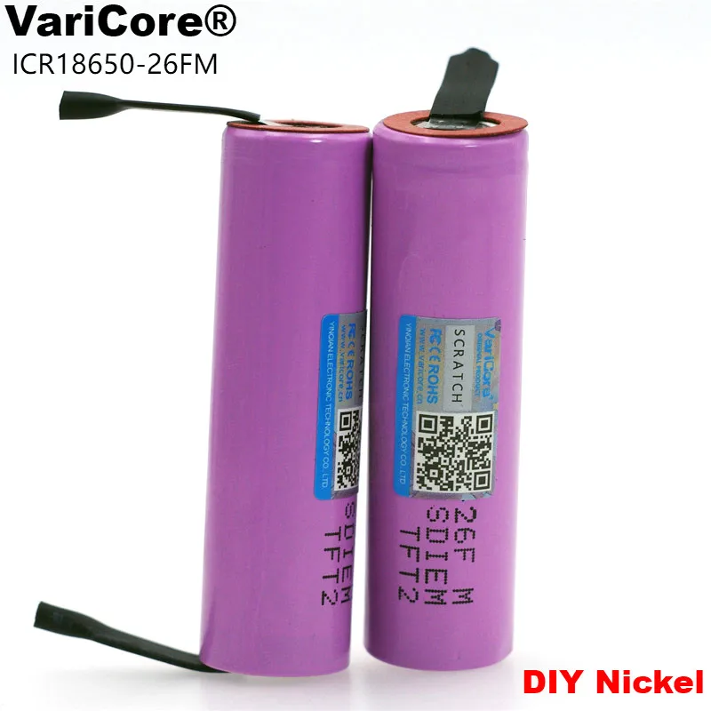 VariCore ICR18650 26F Оригинальная защита 18650 батарея 3 7 V 2600mAh аккумуляторная +