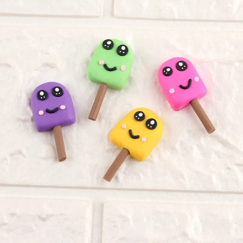 4 штуки 18*35 мм Kawaii из полимерной глины и принтом в виде мороженого фигурки