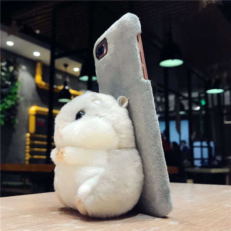 Ainike мягкий пушистый чехол для задней панели куклы для iPhone 6S Plus 7Plus 8Plus XR XS 11Pro Max 3D милая мультяшная игрушка хомяк Меховой чехол для телефона