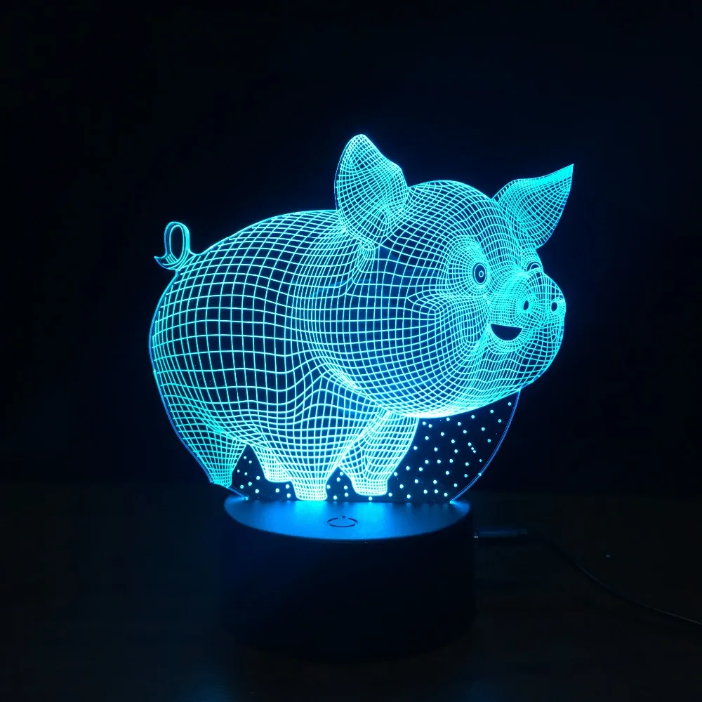 Pig Night Light 3D lamp Touch 7 Colore change USB Table Desk Lamp Baby Sleeping nightlight For Kid Gift | Лампы и освещение