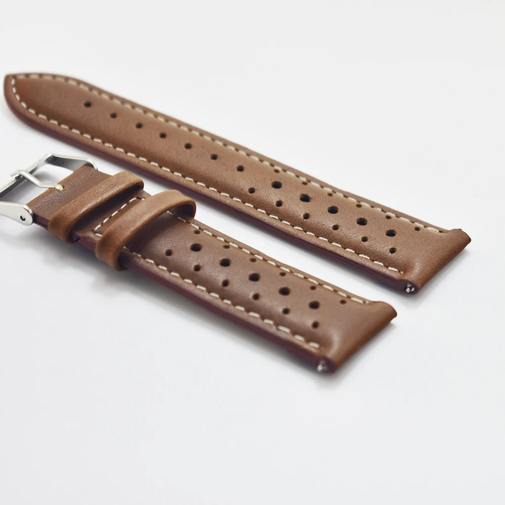 KZfashion кожаный ремешок ручной работы светло-brown18-24mm винтажный узор часы ремешок стиль