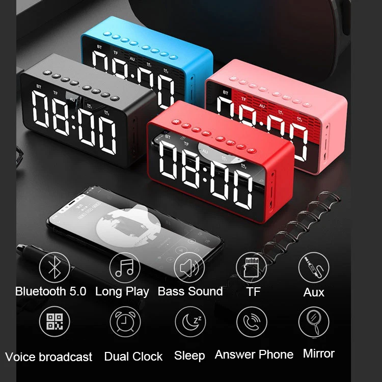 Bluetooth динамик сабвуфер беспроводной стерео музыка Soundbox с micphone светодиодный Будильник TF AUX бас 4D