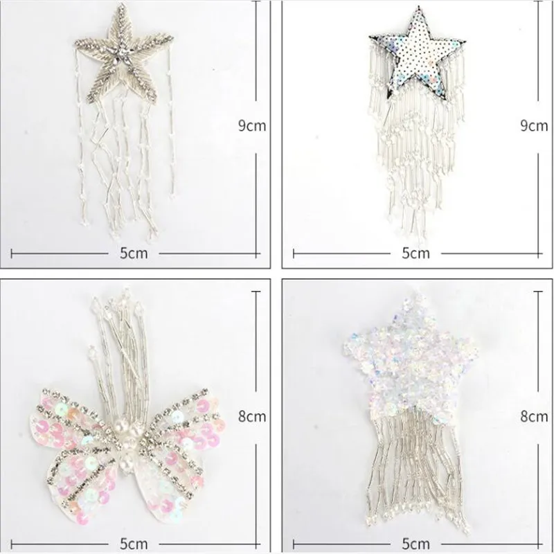 Ручной stitchin Стразы нашивки на костюм DIY звезды с блестками Длинная кисточка кулон пришить Кристалл бисером аппликация бахромой аксессуар