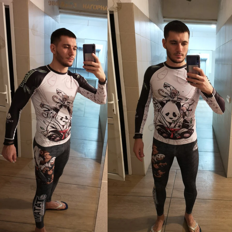 Mma JIUJITSU Рашгард футболка для занятий боксом костюмы мужские с длинным рукавом ММА