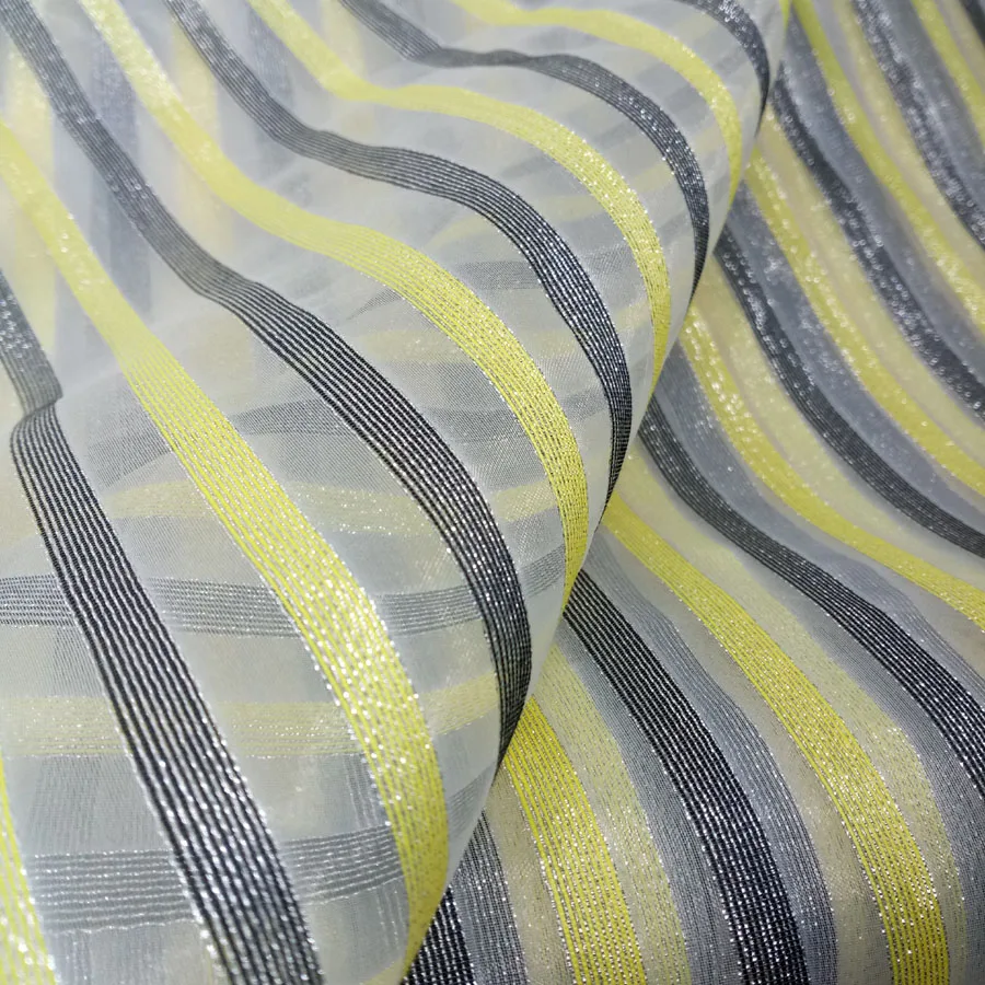 Металлическая органза ткань Organdy тонкий тюль с жаккардовым блестящим В Полоску Ткань для рукоделия материальное украшение ткань