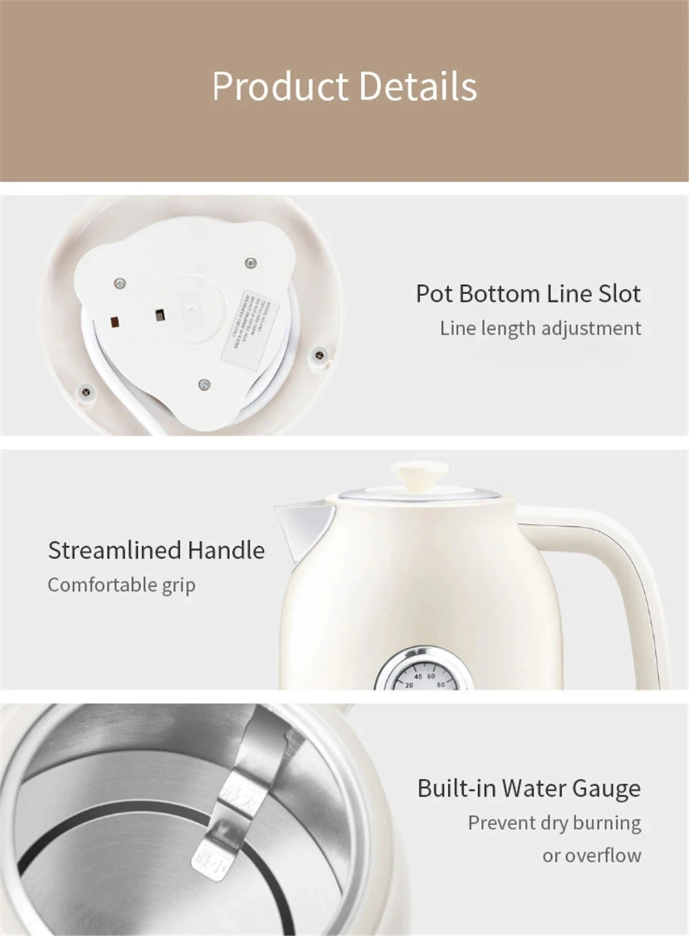 Xiaomi QCOOKER 1800 л/Вт ретро Электрический чайник дополнительно с часами термометр дисплей
