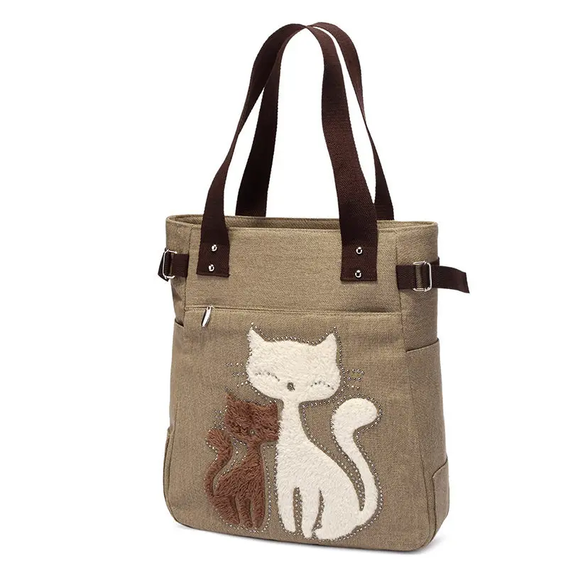RanHuang 2023 Women's Canvas Handbags Cute Cat Tote Bag Lady Casual Shoulder Bags Women Fashion bolsas feminina - купить по