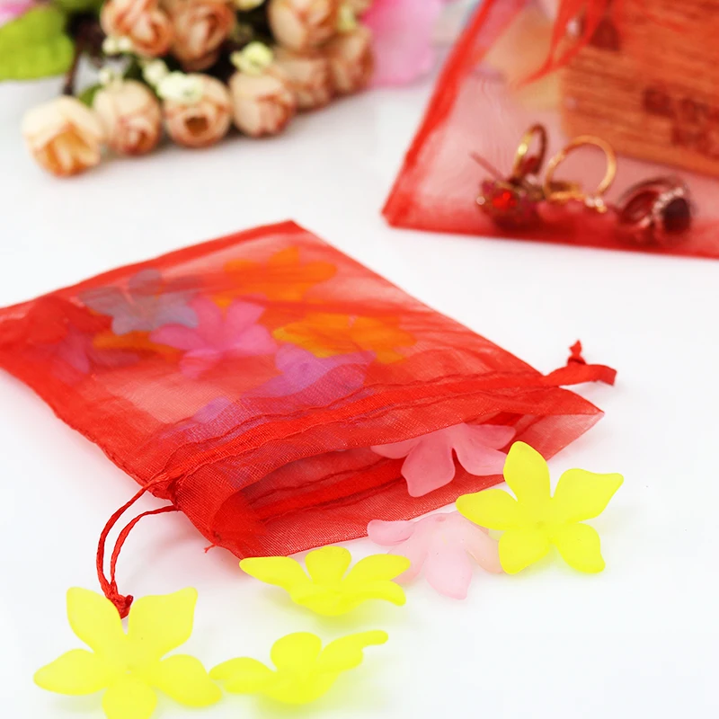 

Wholesale 100pcs Drawable Red Organza Bags 15*20cm Favor Wedding Gift Bags Cute Candy Jewelry Packaging Bag Pouches