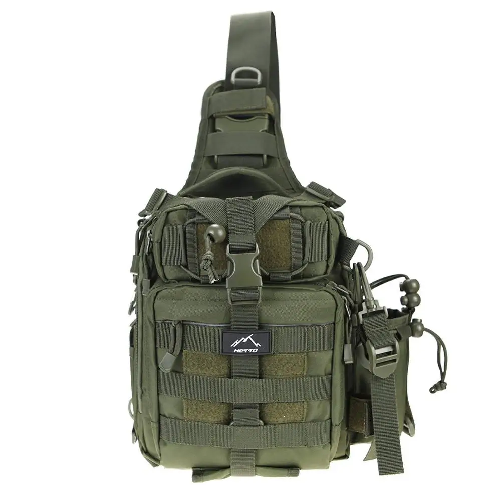 chest-green Hetto тактический слинг нагрудный пакет MOLLE полиэстер водонепроницаемый один ремень Кроссбоди Рюкзак-военная сумка на плечо для рыбалки - Цвет: chest-green
