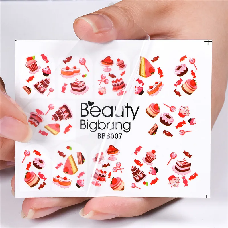 BBB007 BeautyBigBang, 2 шт, 3D наклейки для ногтей, переводные наклейки с водой, мороженое, торт, дизайн, сделай сам, Переводные картинки, слайдеры, наклейки для ногтей, украшения - Цвет: BBB007