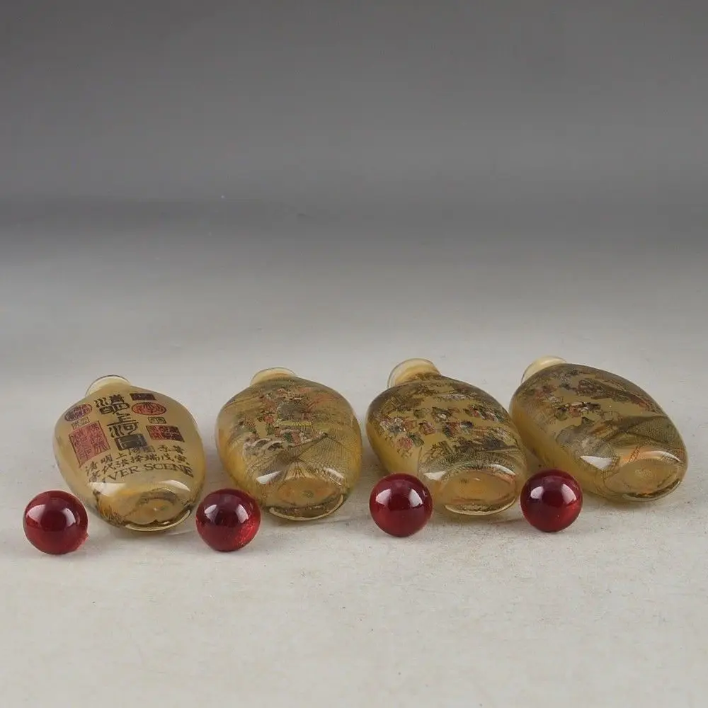 Китайская четырехъярусная бутылка стеклянная картина старая коллекция речная