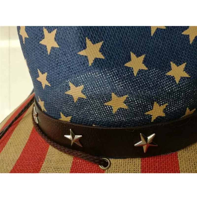 Шляпа в ковбойском стиле с широкими полями и кожаным ремешком ручной работы